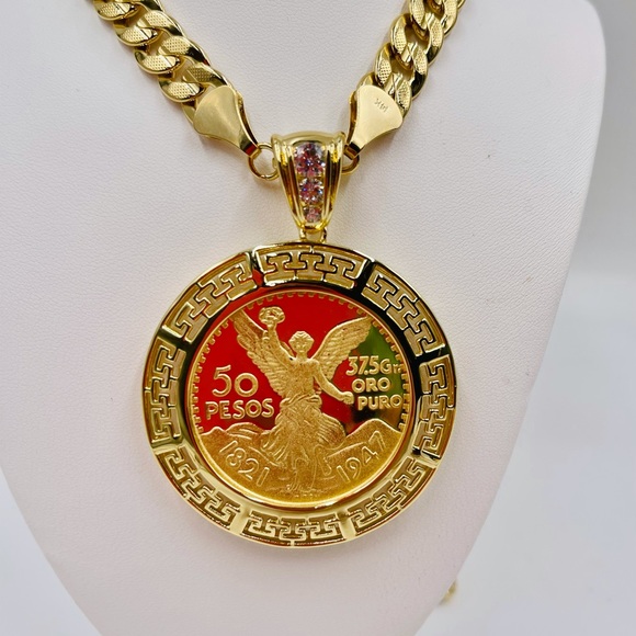 Centenary and Chain cuban link, gold plated - Picture 2 of 4